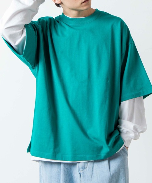 WEGO（ウィゴー）の「WEGO/ヘビーウエイト半袖ビッグシルエットTシャツ（Tシャツ/カットソー・メンズ・ブラック/カーキ/ホワイト/ライトグレー/サックスブルー/スミクロ/グリーン系その他/ブルー/イエロー/ブラウン・LARGE/SMALL/MEDIUM/X-LARGE）」の7枚目の写真