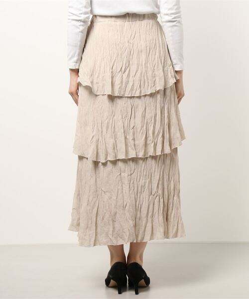 INTERPLANET（インタープラネット）の「ＲＴスラブクリンクル加工ティアードスカート（スカート・レディース・チャコールグレー/カーキ/ベージュ・FREE）」の5枚目の写真