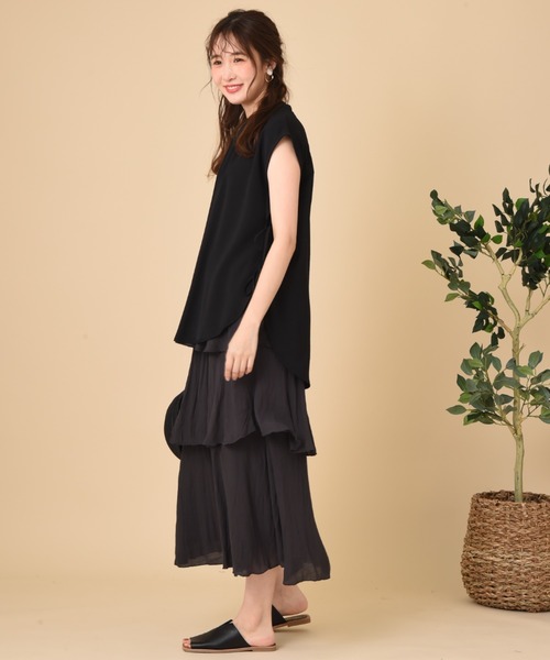 INTERPLANET（インタープラネット）の「ＲＴスラブクリンクル加工ティアードスカート（スカート・レディース・チャコールグレー/カーキ/ベージュ・FREE）」の15枚目の写真