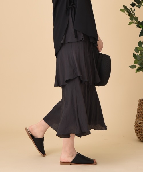 INTERPLANET（インタープラネット）の「ＲＴスラブクリンクル加工ティアードスカート（スカート・レディース・チャコールグレー/カーキ/ベージュ・FREE）」の13枚目の写真