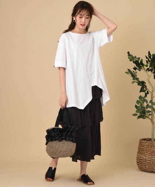 INTERPLANET（インタープラネット）の「ＲＴスラブクリンクル加工ティアードスカート（スカート・レディース・チャコールグレー/カーキ/ベージュ・FREE）」の17枚目の写真