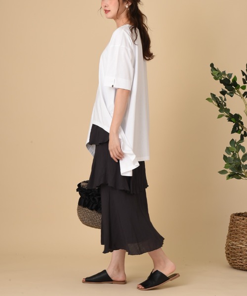 INTERPLANET（インタープラネット）の「ＲＴスラブクリンクル加工ティアードスカート（スカート・レディース・チャコールグレー/カーキ/ベージュ・FREE）」の19枚目の写真