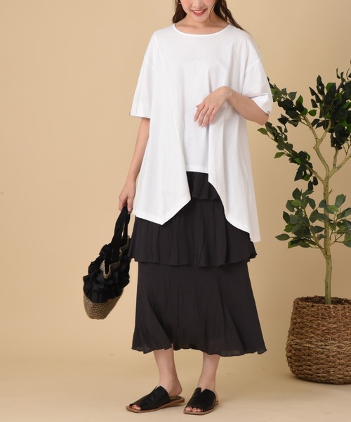 INTERPLANET（インタープラネット）の「ＲＴスラブクリンクル加工ティアードスカート（スカート・レディース・チャコールグレー/カーキ/ベージュ・FREE）」の18枚目の写真