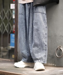 anown | バルーンシルエット ワイドルーズテーパードデニムパンツ【ファッションインフルエンサー にっしー×anown 限定コラボ】(デニムパンツ)