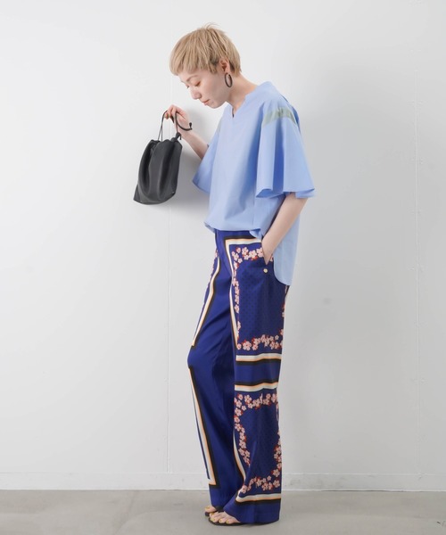 LUCA/LADY LUCK LUCA（ルカ/レディラックルカ）の「LC/LLL　タイプライターコンビVネックプルオーバー（シャツ/ブラウス・レディース・サックスブルー/アイボリー/ブラック・FREE）」の14枚目の写真