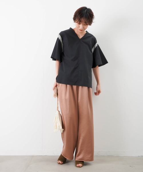 LUCA/LADY LUCK LUCA（ルカ/レディラックルカ）の「LC/LLL　タイプライターコンビVネックプルオーバー（シャツ/ブラウス・レディース・サックスブルー/アイボリー/ブラック・FREE）」の8枚目の写真