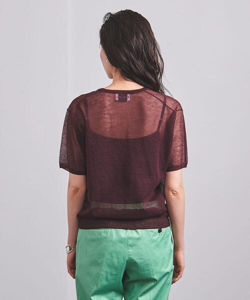 UNITED ARROWS（ユナイテッドアローズ）の「UWC SHEER クルーネック ショートスリーブ ニット†◆（ニット/セーター・レディース・ブラック/ダークブラウン/ケリー・FREE）」の6枚目の写真