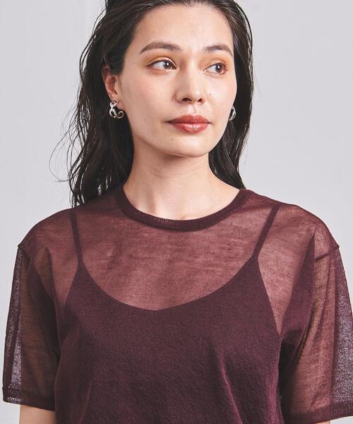 UNITED ARROWS（ユナイテッドアローズ）の「UWC SHEER クルーネック ショートスリーブ ニット†◆（ニット/セーター・レディース・ブラック/ダークブラウン/ケリー・FREE）」の7枚目の写真