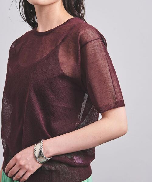 UNITED ARROWS（ユナイテッドアローズ）の「UWC SHEER クルーネック ショートスリーブ ニット†◆（ニット/セーター・レディース・ブラック/ダークブラウン/ケリー・FREE）」の8枚目の写真