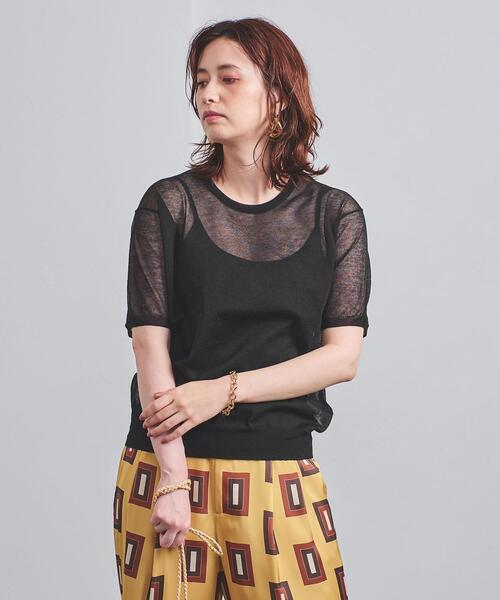 UNITED ARROWS（ユナイテッドアローズ）の「UWC SHEER クルーネック ショートスリーブ ニット†◆（ニット/セーター・レディース・ブラック/ダークブラウン/ケリー・FREE）」の21枚目の写真