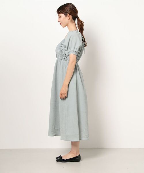 FREE'S MART（フリーズマート）の「スクエアネックシャーリング半袖ワンピース（ワンピース・レディース・ホワイト/ブラック/ブルー・FREE）」の4枚目の写真