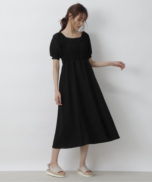 FREE'S MART（フリーズマート）の「スクエアネックシャーリング半袖ワンピース（ワンピース・レディース・ホワイト/ブラック/ブルー・FREE）」の18枚目の写真