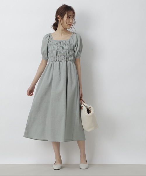 FREE'S MART（フリーズマート）の「スクエアネックシャーリング半袖ワンピース（ワンピース・レディース・ホワイト/ブラック/ブルー・FREE）」の22枚目の写真