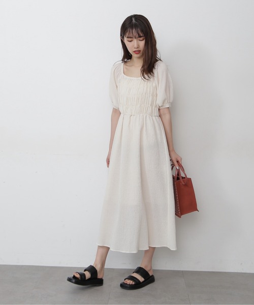 FREE'S MART（フリーズマート）の「スクエアネックシャーリング半袖ワンピース（ワンピース・レディース・ホワイト/ブラック/ブルー・FREE）」の20枚目の写真