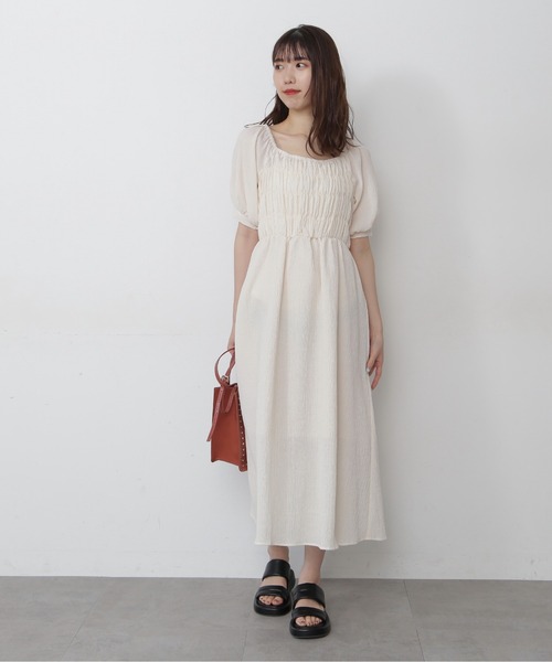 FREE'S MART（フリーズマート）の「スクエアネックシャーリング半袖ワンピース（ワンピース・レディース・ホワイト/ブラック/ブルー・FREE）」の21枚目の写真