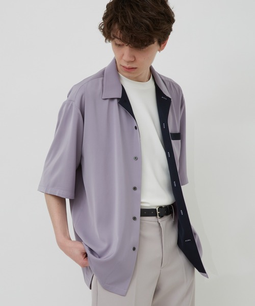 JUNRED（ジュンレッド）の「カラースキームオープンカラーS/Sシャツ（シャツ/ブラウス・メンズ・ベージュ/ラベンダー/イエロー系その他4・S/M/L）」の2枚目の写真