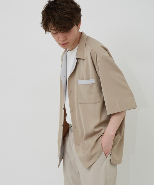 JUNRED（ジュンレッド）の「カラースキームオープンカラーS/Sシャツ（シャツ/ブラウス・メンズ・ベージュ/ラベンダー/イエロー系その他4・S/M/L）」の5枚目の写真