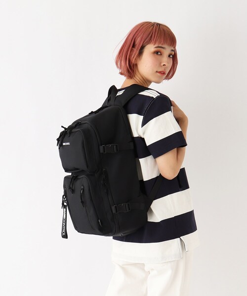 CORDURA（コーデュラ）の「◆11ポケット CORDURA(R)コーデュラ・リサイクルヘザー ロゴ刺繍バックパック（バックパック/リュック・レディース・ダークグレー/ブラック系/ブラック・99）」の2枚目の写真