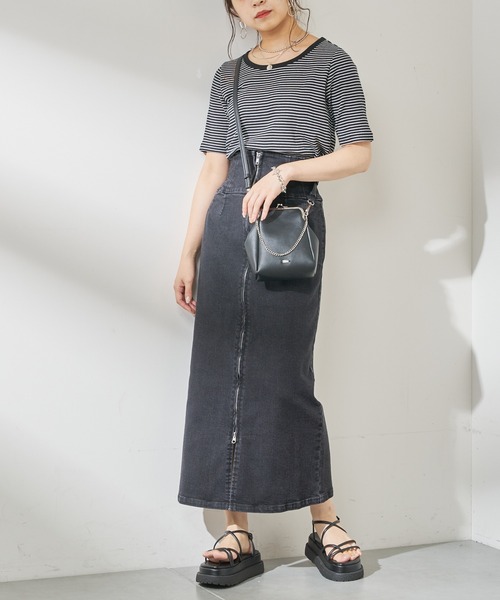 Chico（チコ）の「ハイウエストフロントZIPデニムタイトスカート