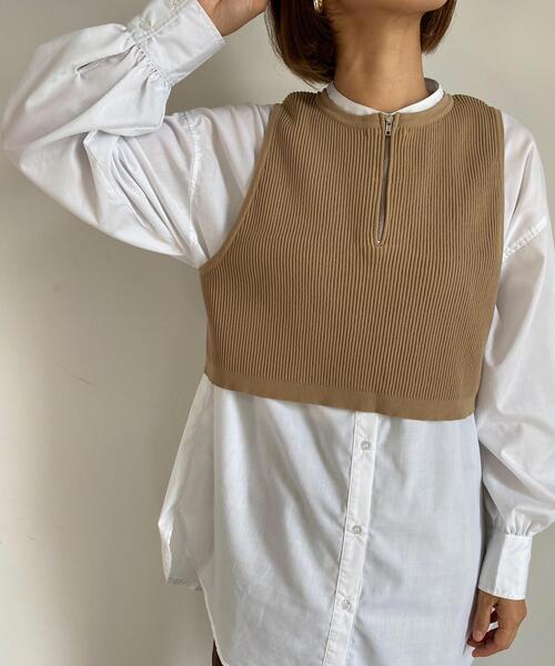 MLI'A（エムリア）の「ZIP使いリブベスト（ニット/セーター・レディース・ブラック/ベージュ/アイボリー・M）」の4枚目の写真