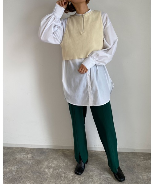 MLI'A（エムリア）の「ZIP使いリブベスト（ニット/セーター・レディース・ブラック/ベージュ/アイボリー・M）」の21枚目の写真