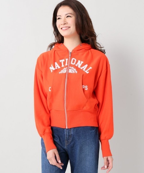 Simplicite(サンプリシテ)の「S センターロゴZIP パーカー(パーカー・レディース・ホワイト/オレンジ系その他・FREE)」の2枚目の写真