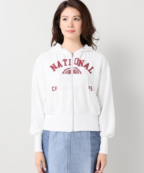 Simplicite(サンプリシテ)の「S センターロゴZIP パーカー(パーカー・レディース・ホワイト/オレンジ系その他・FREE)」の9枚目の写真