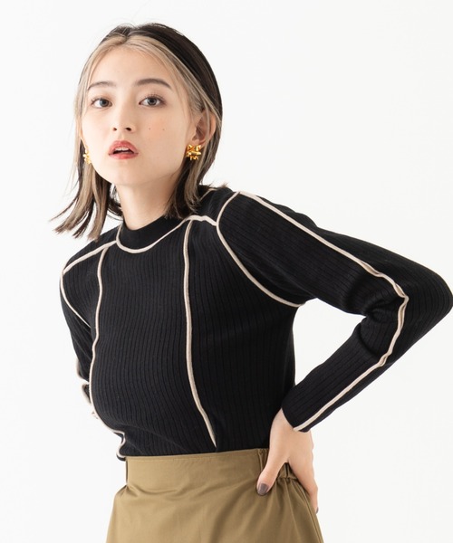 LAYMEE（レイミー）の「Frame knit / フレームニット（ニット/セーター・レディース・ブラック/ピンク/ネイビー・FREE）」の11枚目の写真