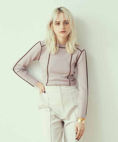 LAYMEE（レイミー）の「Frame knit / フレームニット（ニット/セーター・レディース・ブラック/ピンク/ネイビー・FREE）」の22枚目の写真