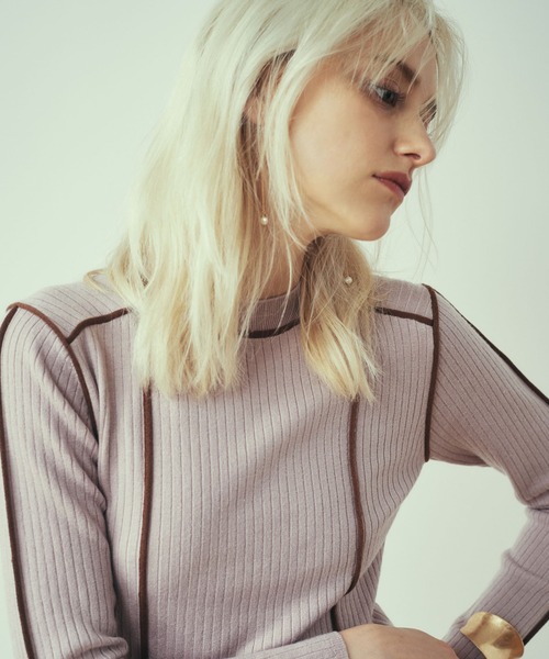 LAYMEE（レイミー）の「Frame knit / フレームニット（ニット/セーター・レディース・ブラック/ピンク/ネイビー・FREE）」の18枚目の写真