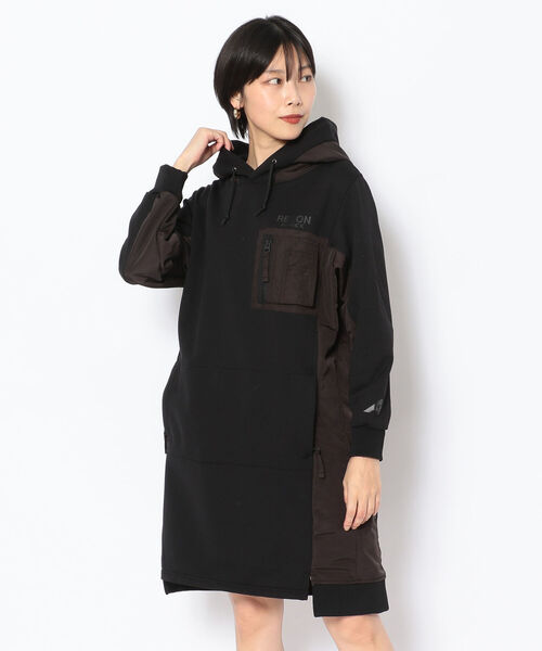 AVIREX（アヴィレックス）の「【AVIREX FLYER'S】フーディーパーカーワンピースドレス/ HOODIE PARKA ONE-PIECE DRESS AF/ アヴィレックス / AVIREX（ワンピース・レディース・ブラック/オフホワイト/オリーブ・MEDIUM/SMALL）」の3枚目の写真