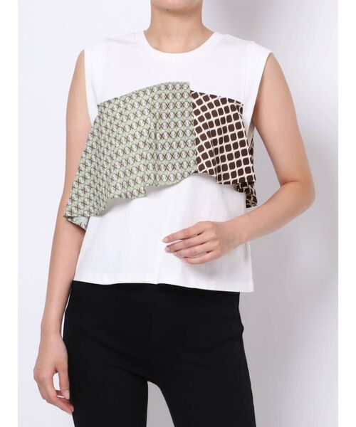 MURUA（ムルーア）の「ラッフルドッキングトップス（Tシャツ/カットソー・レディース・ホワイト/グレー・FREE）」の9枚目の写真