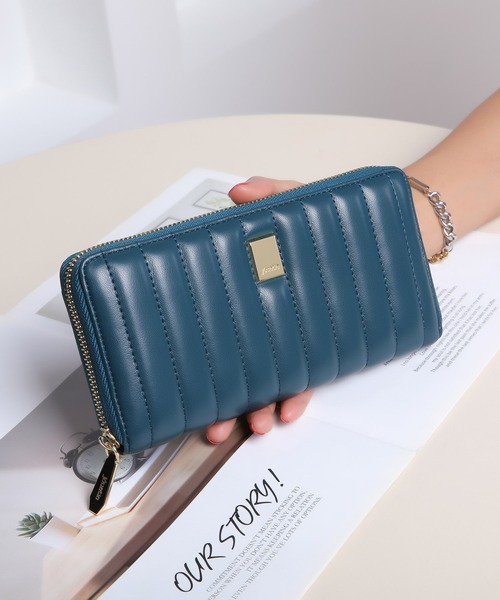 jouetie（ジュエティ）の「【jouetie/ジュエティ】　ストライプステッチ　ラウンドZIP長財布（財布・レディース・ピンク/オリーブ/ブラック/カーキ/ワイン/ダークブルー/アイボリー/ベージュ/ダークグリーン/ターコイズブルー/ブルー系その他・FREE）」の9枚目の写真