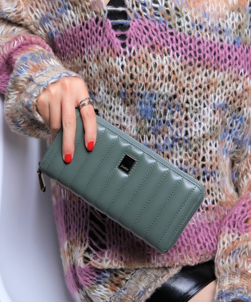 jouetie（ジュエティ）の「【jouetie/ジュエティ】　ストライプステッチ　ラウンドZIP長財布（財布・レディース・ピンク/オリーブ/ブラック/カーキ/ワイン/ダークブルー/アイボリー/ベージュ/ダークグリーン/ターコイズブルー/ブルー系その他・FREE）」の6枚目の写真