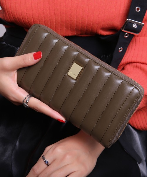 jouetie（ジュエティ）の「【jouetie/ジュエティ】　ストライプステッチ　ラウンドZIP長財布（財布・レディース・ピンク/オリーブ/ブラック/カーキ/ワイン/ダークブルー/アイボリー/ベージュ/ダークグリーン/ターコイズブルー/ブルー系その他・FREE）」の7枚目の写真