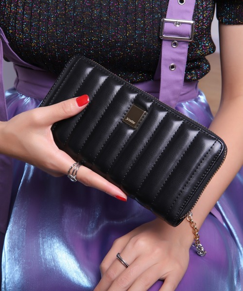 jouetie（ジュエティ）の「【jouetie/ジュエティ】　ストライプステッチ　ラウンドZIP長財布（財布・レディース・ピンク/オリーブ/ブラック/カーキ/ワイン/ダークブルー/アイボリー/ベージュ/ダークグリーン/ターコイズブルー/ブルー系その他・FREE）」の3枚目の写真