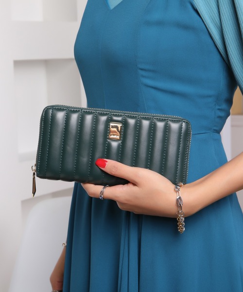 jouetie（ジュエティ）の「【jouetie/ジュエティ】　ストライプステッチ　ラウンドZIP長財布（財布・レディース・ピンク/オリーブ/ブラック/カーキ/ワイン/ダークブルー/アイボリー/ベージュ/ダークグリーン/ターコイズブルー/ブルー系その他・FREE）」の5枚目の写真