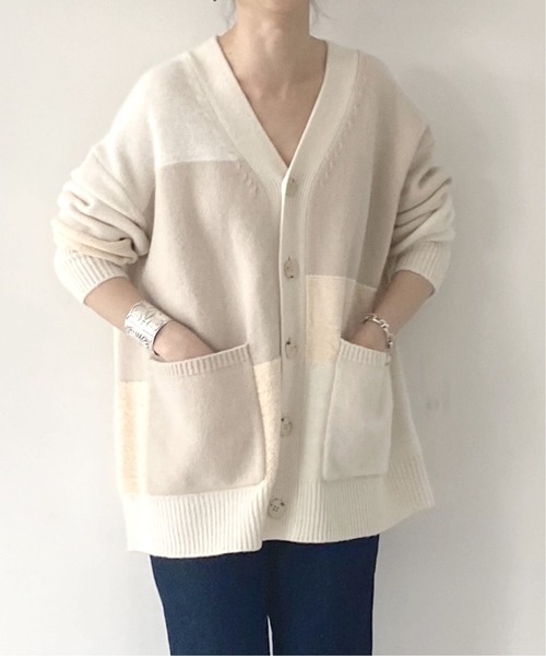 SLOBE IENA（スローブイエナ）の「【ADAWAS / アダワス】 パッチワークカーディガン◆（カーディガン/ボレロ・レディース・ブラック/ナチュラル・FREE）」の6枚目の写真