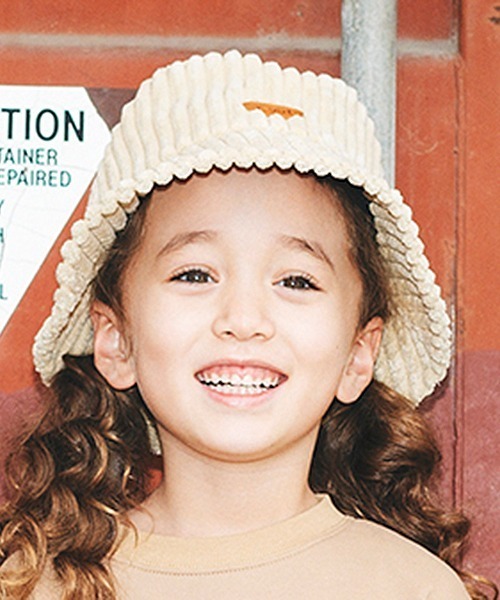 X-girl Stages（エックスガールステージス）の「コールテンバケットハット（ハット・キッズ・ブラウン/アイボリー・FREE）」の2枚目の写真