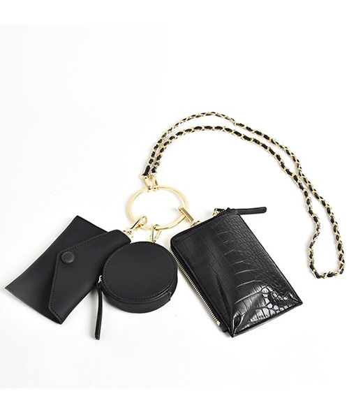 MONICA（モニカ）の「カードケースポーチ3連マルチチェーンショルダーバッグ（ショルダーバッグ・レディース・ブラック/キャメル/グレイッシュベージュ・FREE）」の8枚目の写真