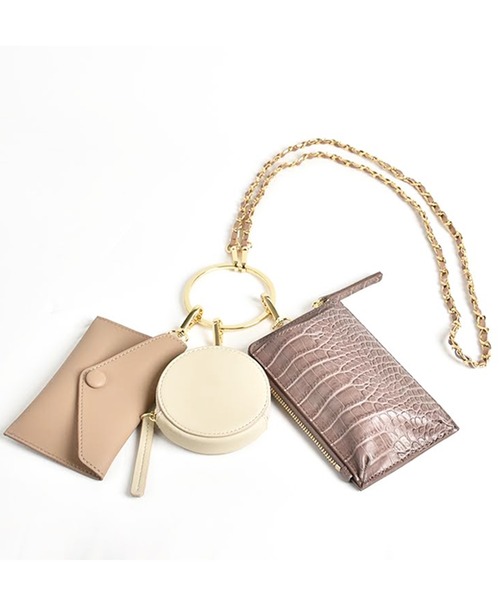 MONICA（モニカ）の「カードケースポーチ3連マルチチェーンショルダーバッグ（ショルダーバッグ・レディース・ブラック/キャメル/グレイッシュベージュ・FREE）」の4枚目の写真