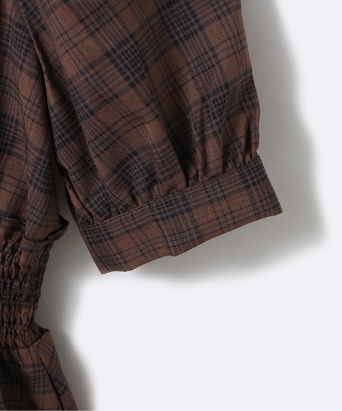 NOMAE（ノーマエ）の「【NOMAE】チェックギャザースリーブワンピース（ワンピース・レディース・ホワイト/ライトグレー/ライトブラウン・FREE）」の12枚目の写真