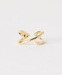 green label relaxing | フェイクパール メタル ライン イヤカフ ＆ リング イヤーカフ(イヤーカフ)