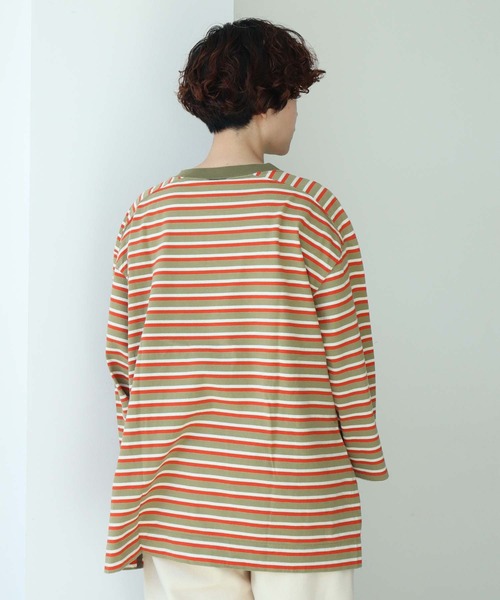 note et silence (ノートエシロンス)の「◇ロッシェ天竺ボーダー スリット長袖プルオーバー(Tシャツ/カットソー・レディース・ネイビー/その他・FREE)」の6枚目の写真