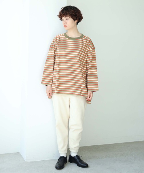 note et silence (ノートエシロンス)の「◇ロッシェ天竺ボーダー スリット長袖プルオーバー(Tシャツ/カットソー・レディース・ネイビー/その他・FREE)」の3枚目の写真