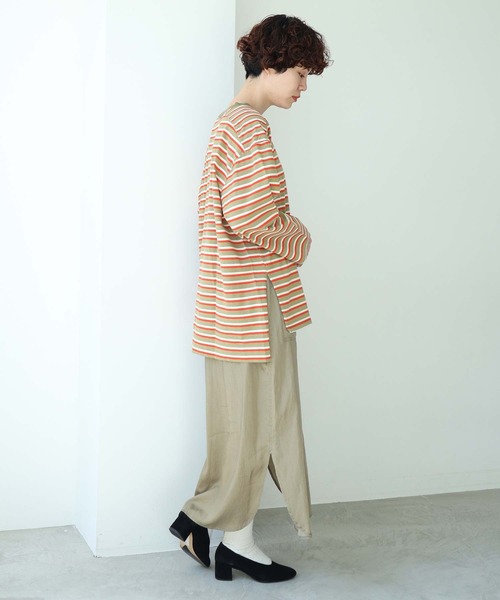 note et silence (ノートエシロンス)の「◇ロッシェ天竺ボーダー スリット長袖プルオーバー(Tシャツ/カットソー・レディース・ネイビー/その他・FREE)」の7枚目の写真