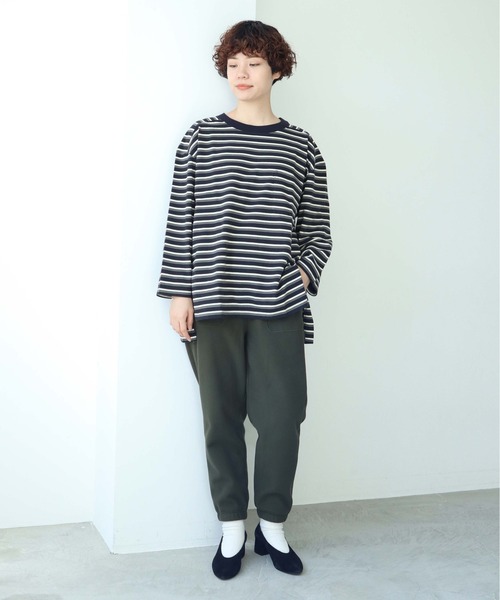 note et silence (ノートエシロンス)の「◇ロッシェ天竺ボーダー スリット長袖プルオーバー(Tシャツ/カットソー・レディース・ネイビー/その他・FREE)」の14枚目の写真