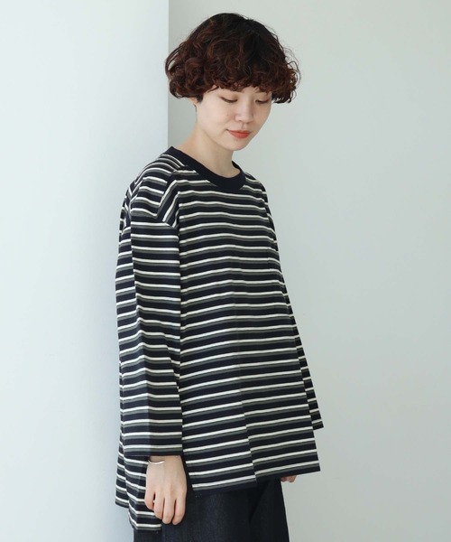 note et silence (ノートエシロンス)の「◇ロッシェ天竺ボーダー スリット長袖プルオーバー(Tシャツ/カットソー・レディース・ネイビー/その他・FREE)」の22枚目の写真