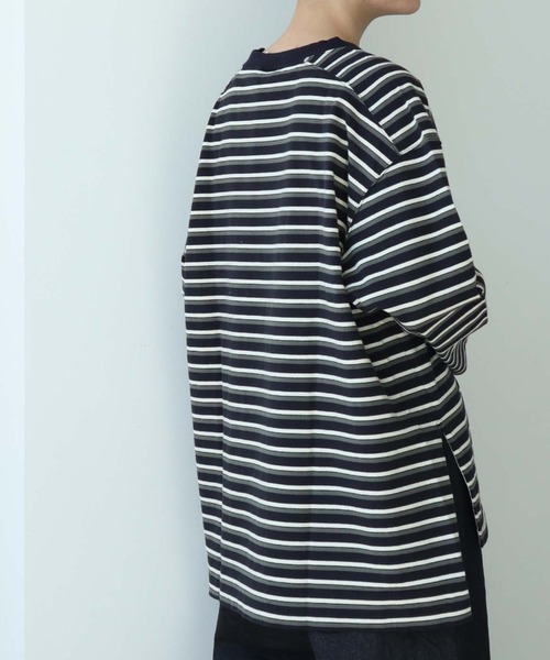 note et silence (ノートエシロンス)の「◇ロッシェ天竺ボーダー スリット長袖プルオーバー(Tシャツ/カットソー・レディース・ネイビー/その他・FREE)」の13枚目の写真