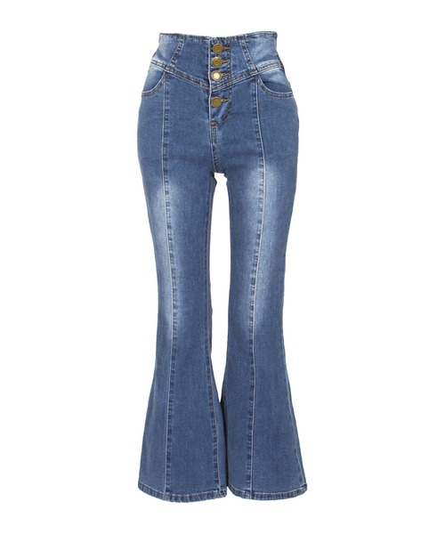 Julia Boutique（ジュリアブティック）の「4連ボタンセンターシームフレアデニムパンツ/21563（デニムパンツ・レディース・ブラック/ネイビー/ブルー・3L/L/LL/S/M）」の14枚目の写真